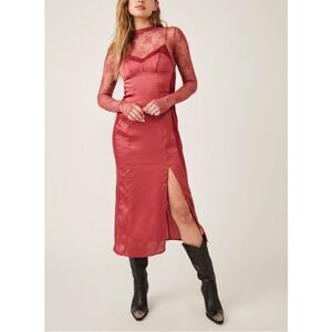 FREE PEOPLE City Cool Midi Slip / Venetian Red